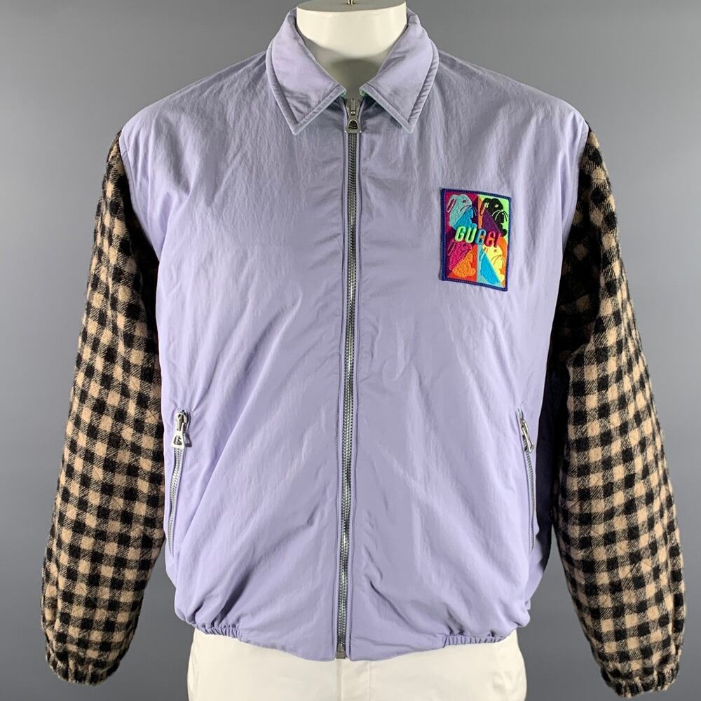 GUCCI Size 48 Purple Dans Le Vert Wool Polyamide Jacket